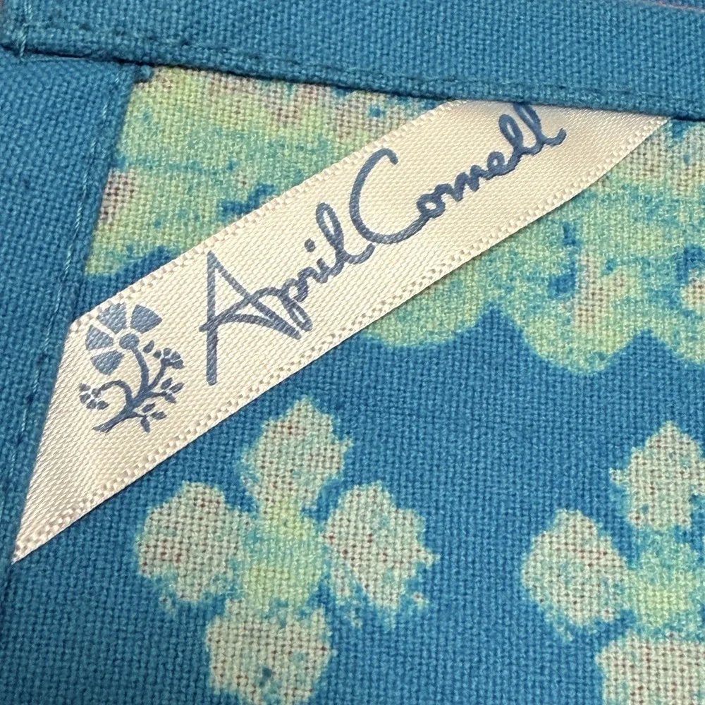 April Cornell Placemats Floral Rose Blue Shabby Cottage 4 PC French Country Retr